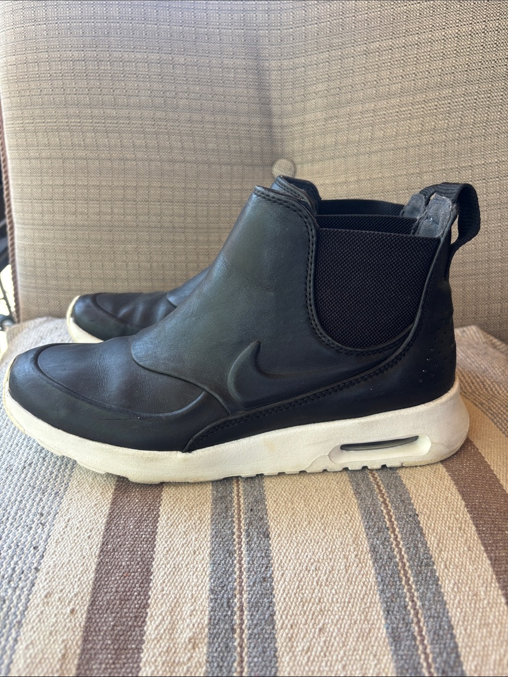 Nike Black and White Chelsea Air Max Slip-On Sneakers